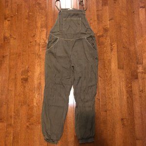 Olive Flowy Overalls